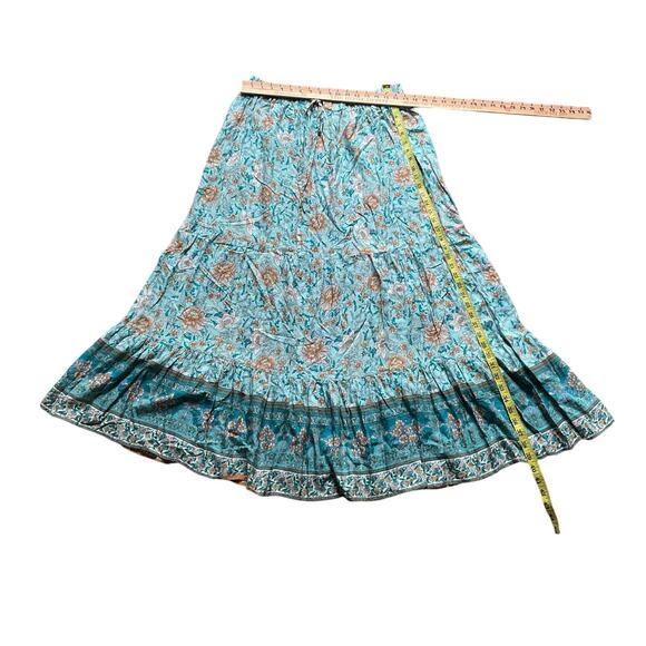 Simplee Boho Mint Floral Print Maxi Skirt Cottagecore Gypsy Hippie Bohemian, 2XL - Picture 5 of 16